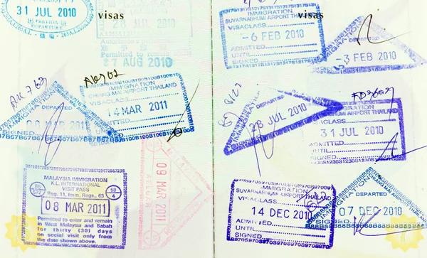 Visa Customs Stamps Passports Background — Stock Photo, Image