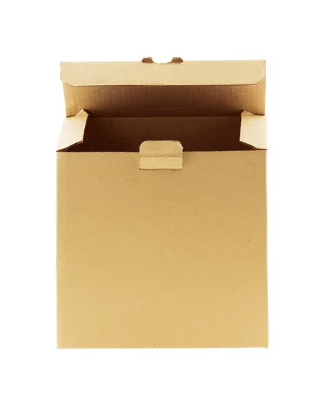 Brown Carton Box Open Isolated White Background — Stock Photo, Image