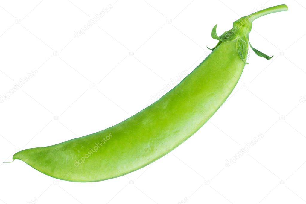 Green Peas in Pods Isolated on White Background