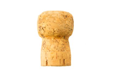 Beyaz arkaplanda izole edilmiş şarap mantarı