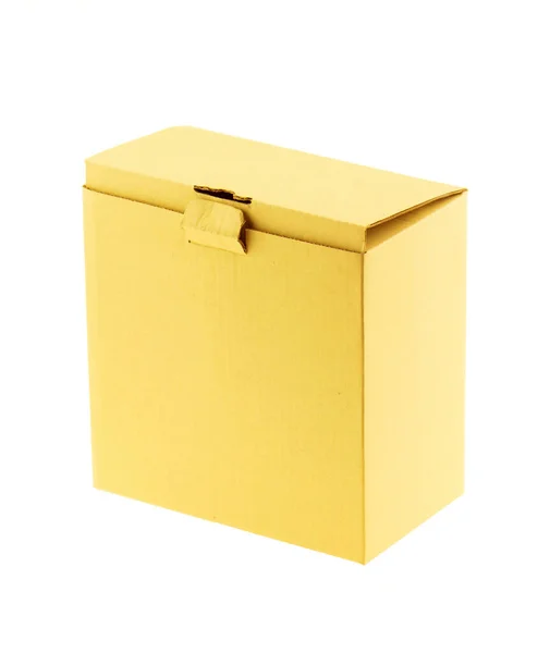 Коричневая Картонная Коробка Закрыта Белом Фоне — стоковое фото