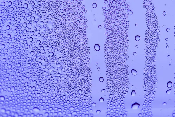 Gotas Água Vidro Azul — Fotografia de Stock