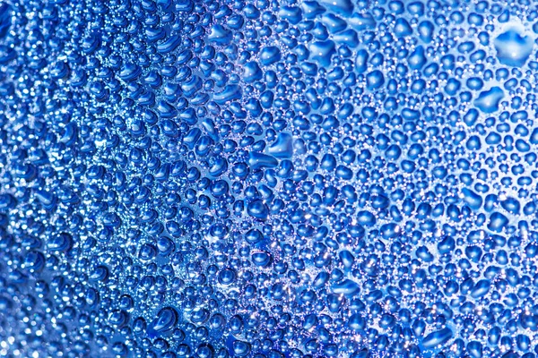 Gotas Água Vidro Azul — Fotografia de Stock