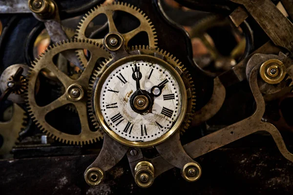 antique clock showing part of its interior