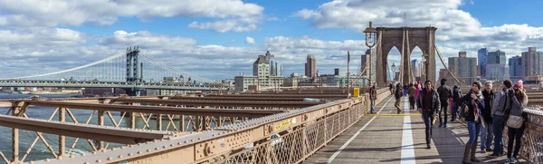28 Ekim 2016 - New York - ABD, Brooklyn Köprüsü 'nün Manhattan' dan Brooklyn manzarası