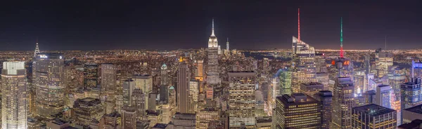 Października 2016 Nowy Jork Usa New York Skyline Nocą Rockefeller — Zdjęcie stockowe