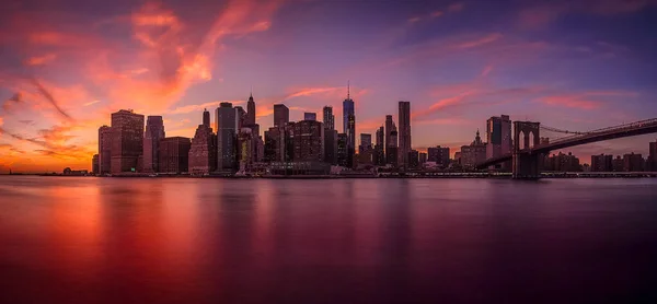 27 Eylül 2017 - New York - ABD, Manhattan 'ın Brooklyn' den Sunset Manzarası