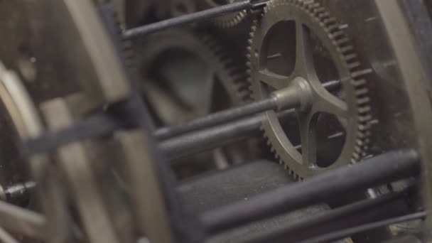 View Macro Shot Antique Vintage Clock Detailed Depiction Tick Tock — Stock Video