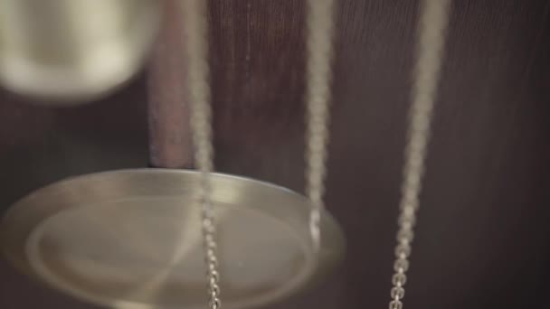 Macro Shot Antique Vintage Clock Pendulum Motion — Stock Video