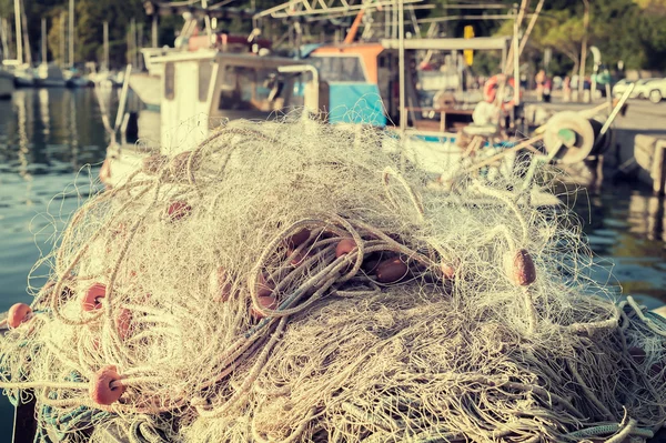 Rede de pesca. Foto em estilos vintage — Fotografia de Stock