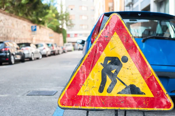 Señal de construcción vial —  Fotos de Stock