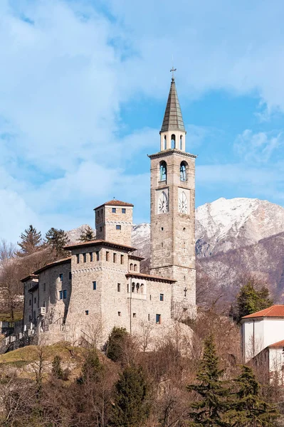Medieval castle and belltower in Italy. — Stock Photo, Image