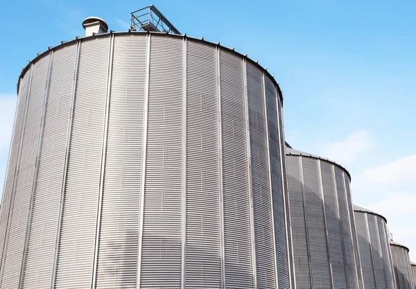 Silos agrícolas no céu azul . — Fotografia de Stock