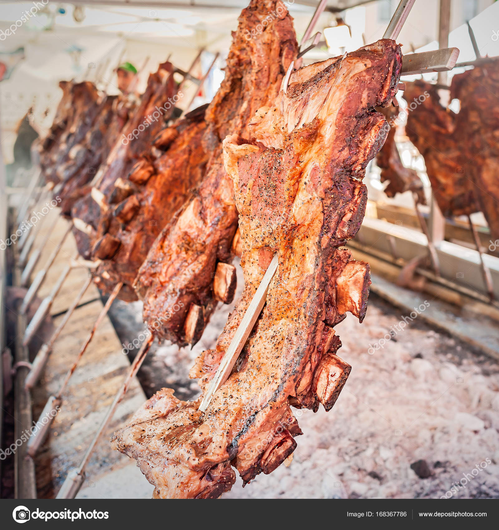 Roasted meat of beef Asado is traditional Argentine dis