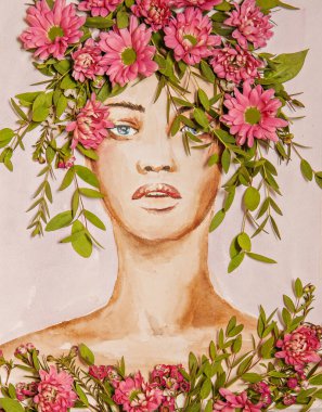 Çiçekli kadın çelengi