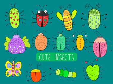 Şirin böcekler illüstrasyon vektör