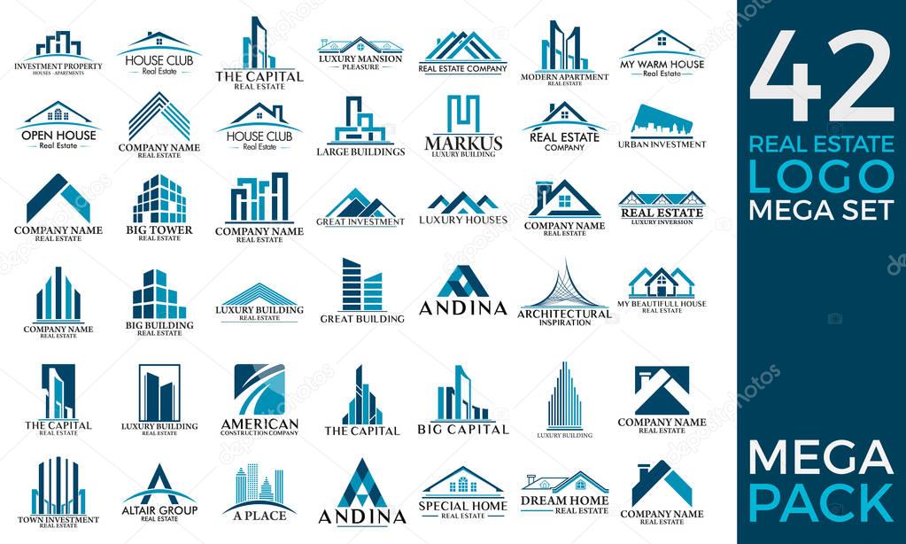 Mega Set and Big Group, Real Estate, Building and Construction Logo Vector Design