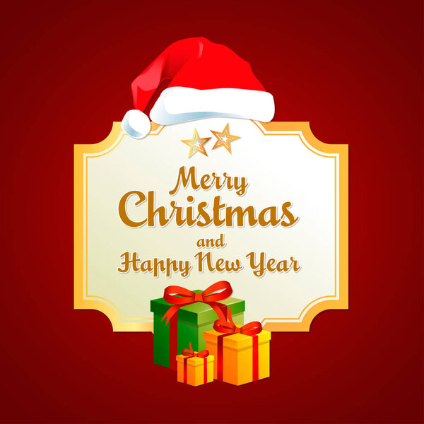 Merry Christmas and Happy New Year Card, Lettering and Flyer Vector Design Eps 10