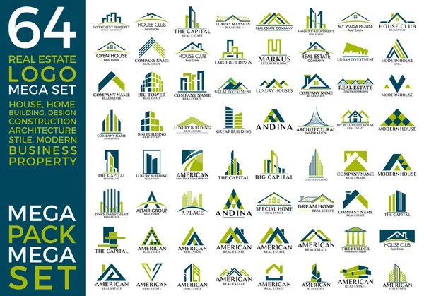 메가 세트와 큰 그룹, 부동산, 건물 및 건설 로고 벡터 디자인 Eps 10 — 스톡 벡터