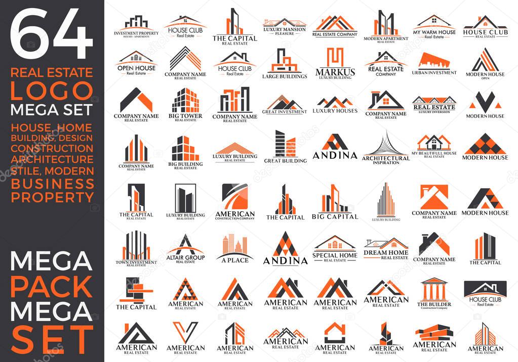 Mega Set and Big Group, Real Estate, Building and Construction Logo Vector Design Eps 10