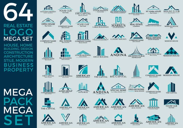 Mega Set ve Büyük Grup, Emlak, İnşaat ve İnşaat Logosu Vektör Tasarımı Eps 10