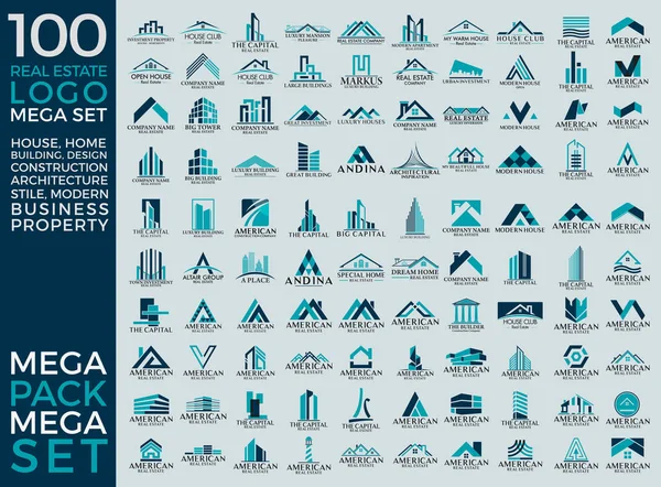 Mega Set e Big Group, Immobiliare, Edilizia e Costruzione logo vettoriale Design Eps 10 — Vettoriale Stock