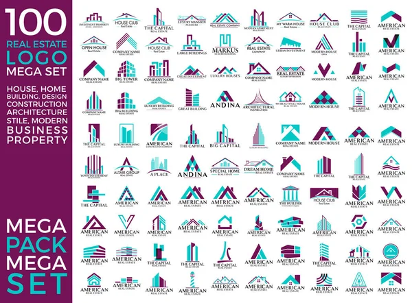 Mega Set e Big Group, Imobiliário, Construção e Construção Logo Vector Design Eps 10 — Vetor de Stock