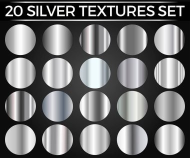Vektör Set, gümüş degradeler, gümüş kareler koleksiyonu, doku grubu ES'lerin 10