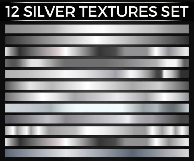 Vektör Set, gümüş degradeler, gümüş kareler koleksiyonu, doku grubu ES'lerin 10