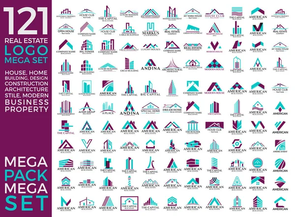 Mega Set e Big Group, Imobiliário, Construção e Construção Logo Vector Design Eps 10 — Vetor de Stock