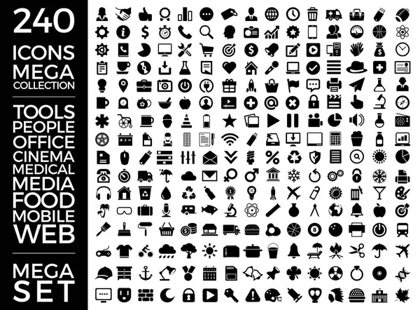 Set di icone, Pacchetto universale di qualità, Big Icon Collection Vector Design Eps 10 — Vettoriale Stock