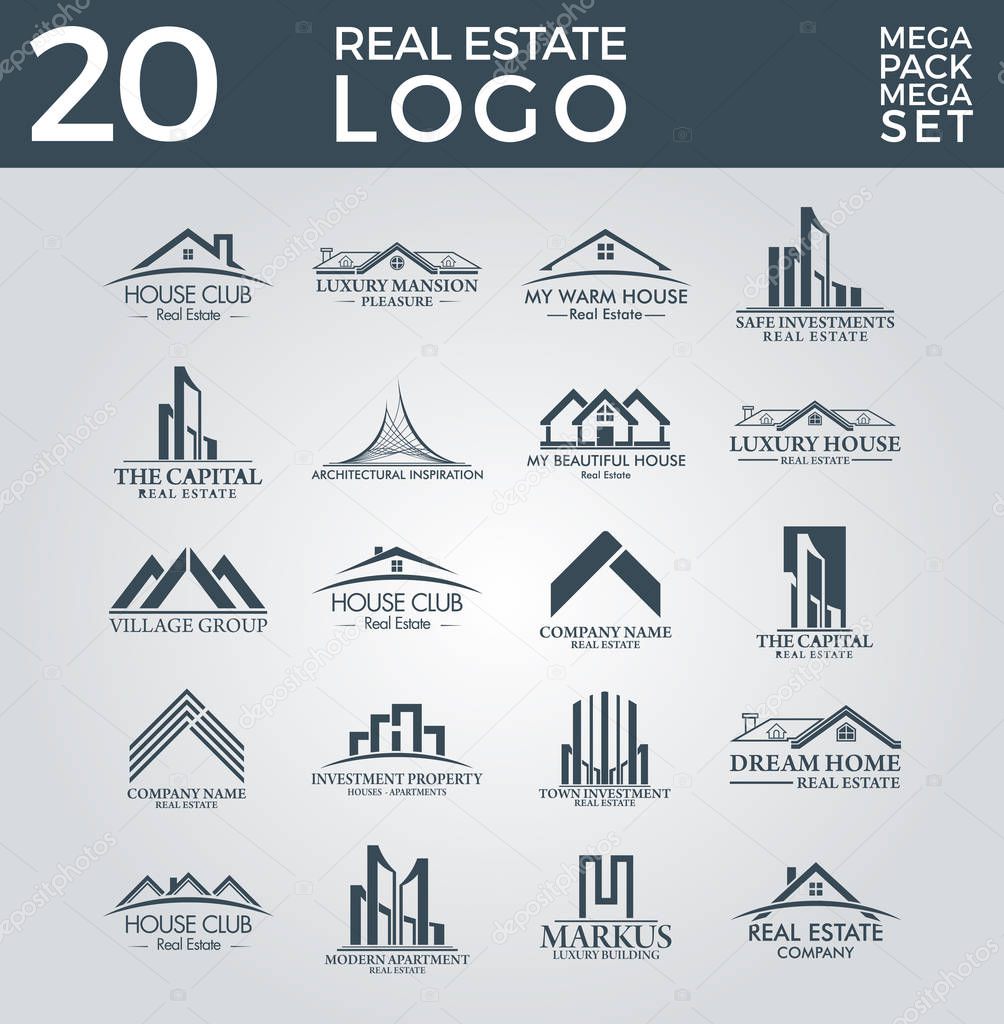 Mega Set and Big Group, Real Estate, Building and Construction Logo Vector Design Eps 10