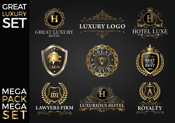 Grand Ensemble Luxe Modèle Logo Royal Élégant Design Vectoriel Eps — Image vectorielle