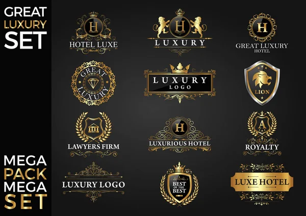 Świetny Zestaw Royal Eleganckim Logo Szablon Wektor Wzór Eps — Wektor stockowy