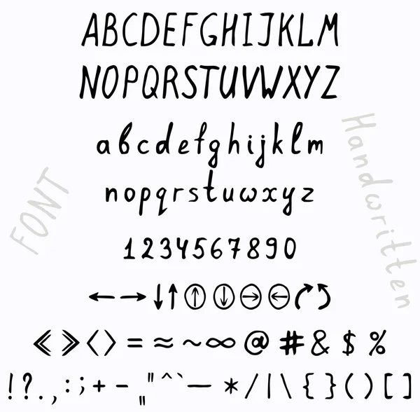 Handgeschreven lettertype tekenset — Stockvector