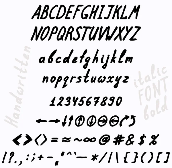Handwriting font character set — Stock Vector