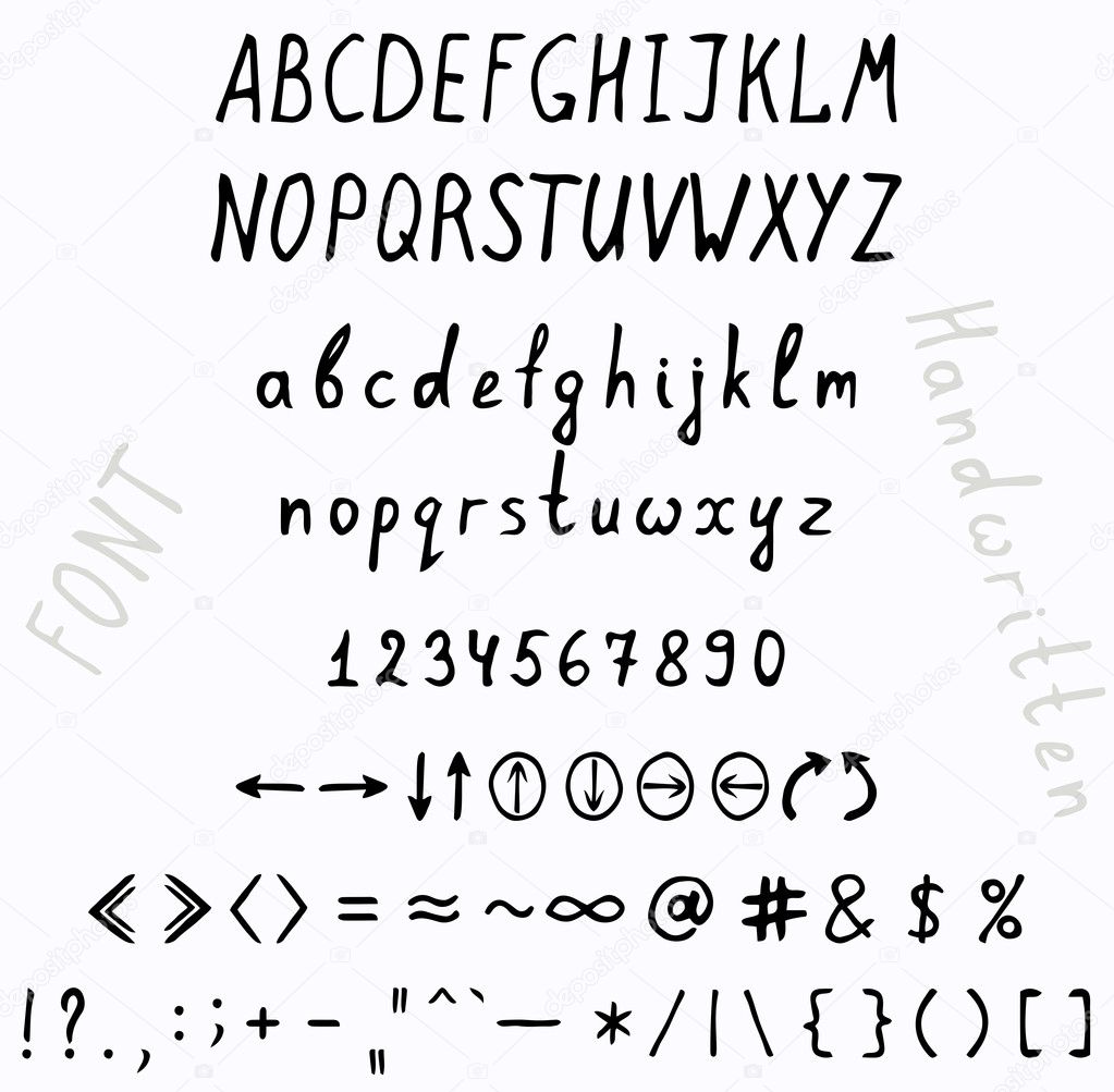Handwriting font character set