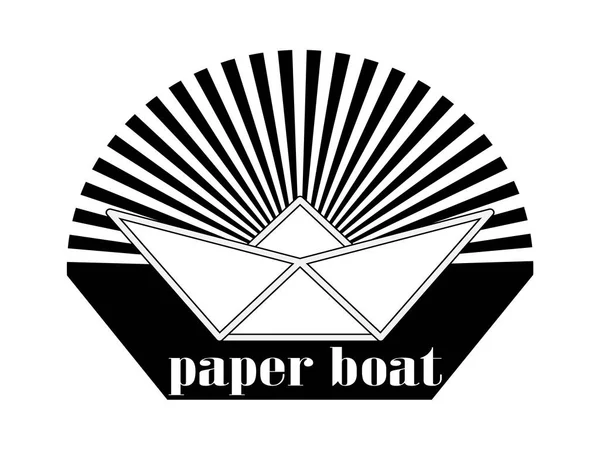 Het logo is een papier boot in de zon — Stockvector