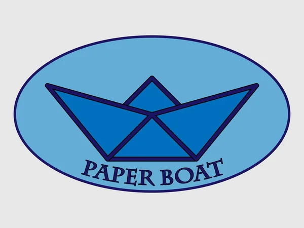 Logotipo del barco de papel azul — Vector de stock