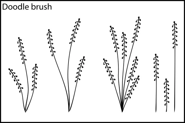 Doodle escovar a grama e arbustos —  Vetores de Stock