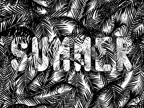 Gestileerde inscriptie zomer van palm bladeren — Stockvector