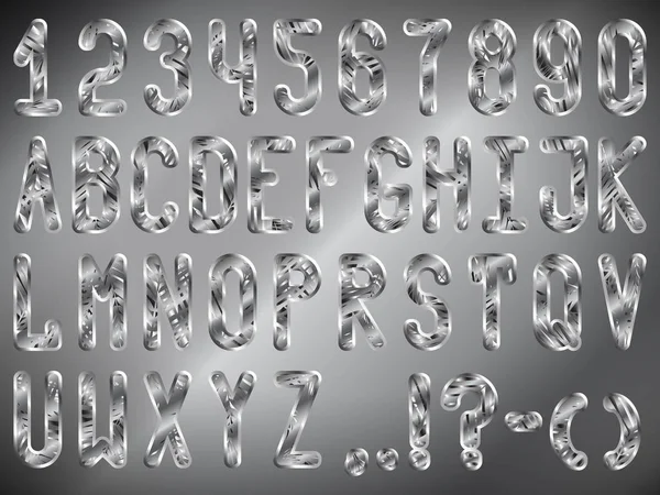 Lettertype met metalen textuur in de vorm van een fern — Stockvector