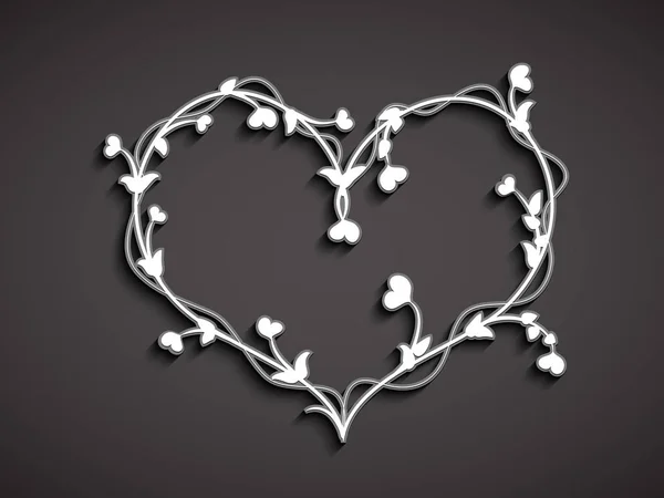 Corazón blanco estilizado sobre fondo oscuro — Vector de stock