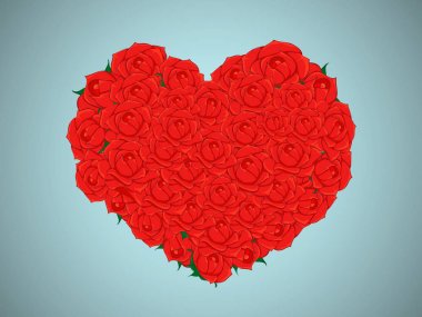 Valentine ile kalp şeklinde kırmızı gül buketi