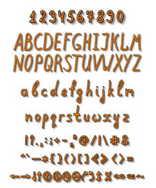 Öğeler tam bir set ile üç boyutlu yazı tipi