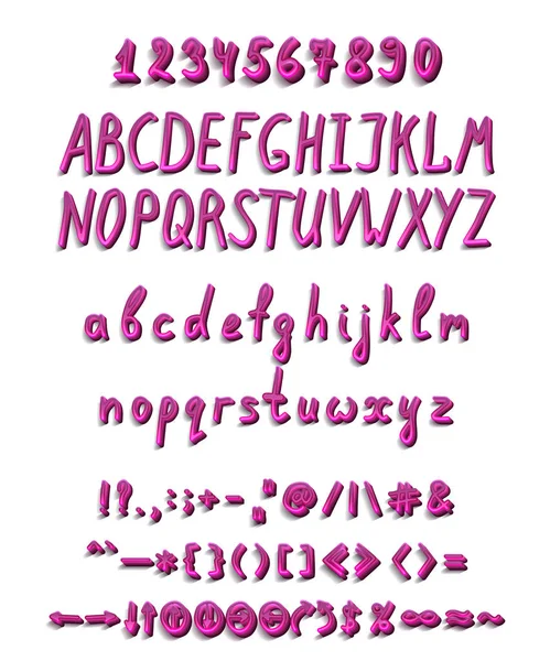 Трехмерный шрифт с полным набором элементов — стоковый вектор
