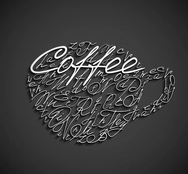 Tazza di caffè disegnata da lettere — Vettoriale Stock