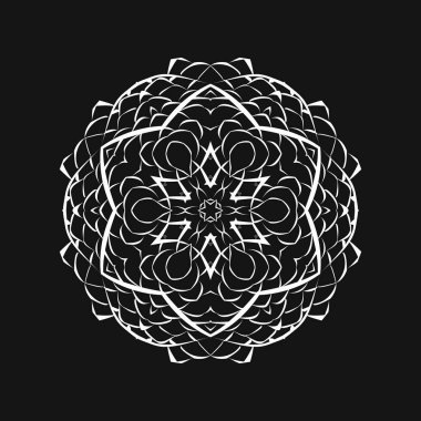 Siyah arkaplanda beyaz dantel mandala