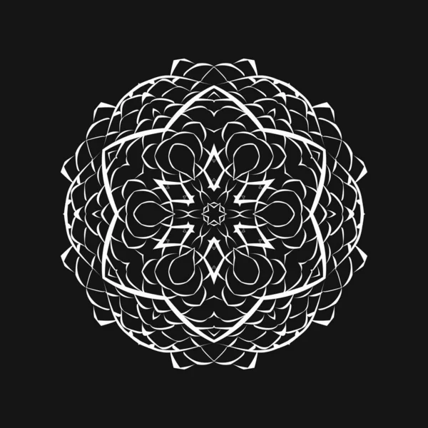 Mandala de encaje blanco sobre fondo negro — Archivo Imágenes Vectoriales