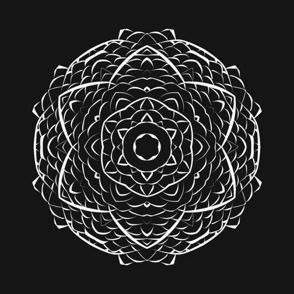 Mandala de encaje blanco sobre fondo negro — Archivo Imágenes Vectoriales